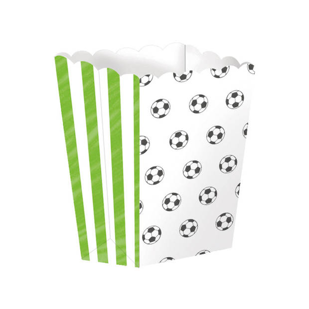 Amscan Popcorn/snoep bakjes - 5x - voetbal thema - karton - 6 x 13 x 4 cm - Wegwerpbakjes