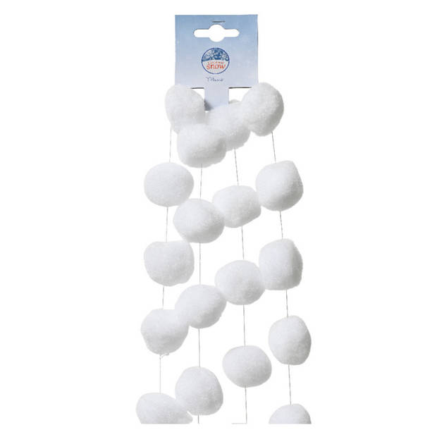 Decoris sneeuwballen slinger - wit - L180 cm - Kerstslingers