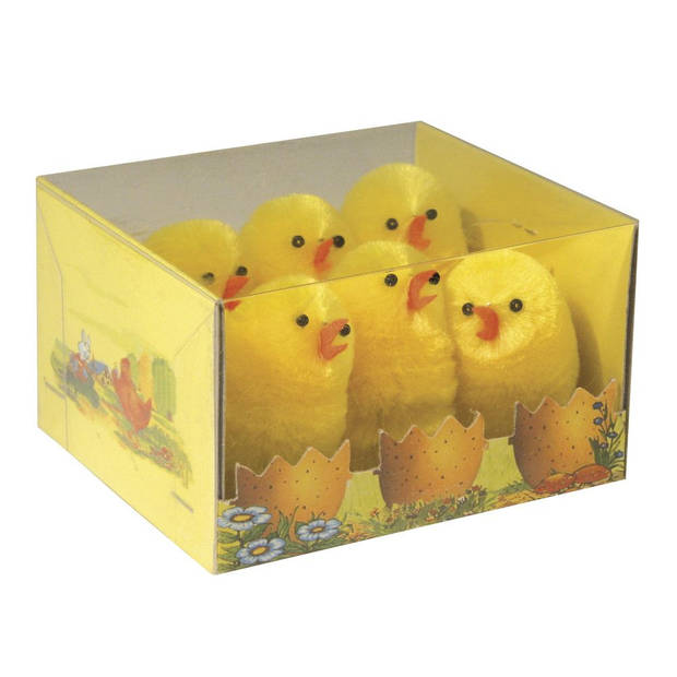 Pluche kippen/hanen knuffel van 20 cm met 12x stuks mini kuikentjes 5 cm - Feestdecoratievoorwerp