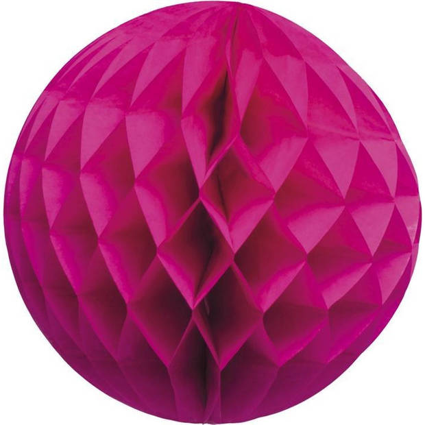 3 fuchsia roze papieren kerstballen 10 cm - Feestdecoratievoorwerp