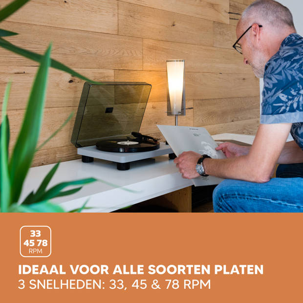 Platenspeler met ingebouwde versterker en Bluetooth® plus 2 externe speakers Lenco Grijs