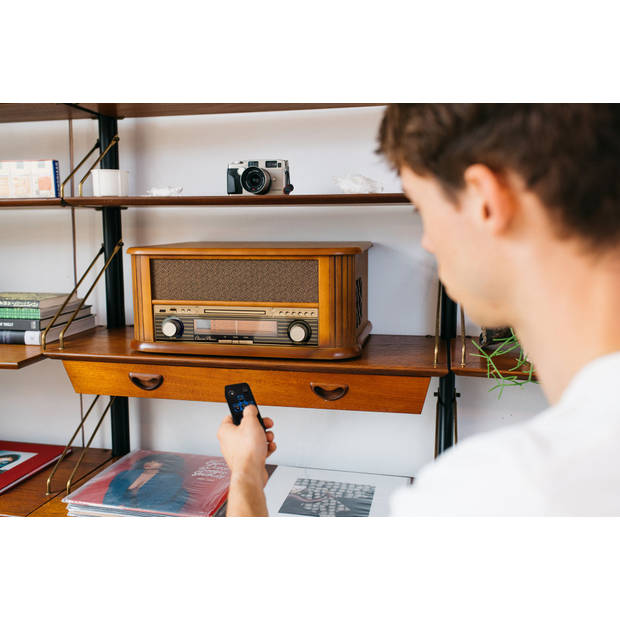 Houten Platenspeler met USB, FM radio en CD-speler Classic Phono TCD-2500 Hout
