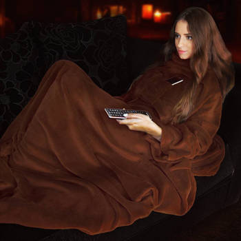 Snuggie Original - Deluxe - Bruin - XL - Fleece Deken - Met Mouwen - Anti-Pluis - 215x150 cm - Plaid - Bruin