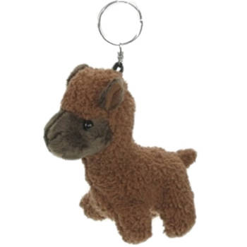 Alpaca knuffel sleutelhanger 12 cm bruin - Knuffel sleutelhangers