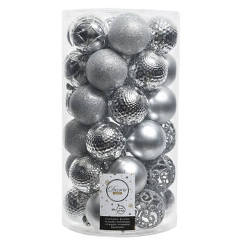 37x Kunststof kerstballen mix zilver 6 cm kerstboom versiering/decoratie - Kerstbal