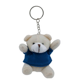 Teddybeer knuffel sleutelhangertje blauw 8 cm - Knuffel sleutelhangers