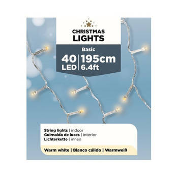 Lumineo kerstverlichting - 40 led - 195 cm - batterijen - warm wit - Kerstverlichting kerstboom