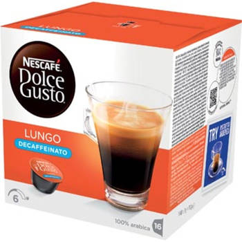 Nescafe Dolce Gusto koffiecups, Lungo Decaffeinato, pak van 16 stuks