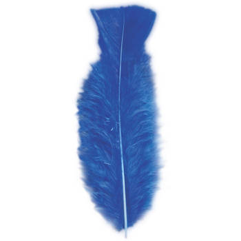 50x Sierveren blauw hobby materiaal 17 cm - Verkleedveren