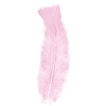 50x Sierveren licht roze hobby materiaal 17 cm - Verkleedveren