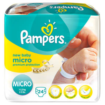 Pampers Micro New Baby Luiers (1 - 2,5 kg) - 24 stuks