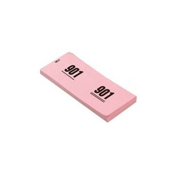 Garderobe nummer blokken van papier roze, nummers 1 t/m 1000 - Fopartikelen