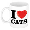 Cadeau I Love Cats koffiemok / beker voor katten/ poezen liefhebber 300 ml - feest mokken