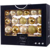 Glazen kerstballen mix goud/champagne 42 delig glimmend en glitter - Kerstbal