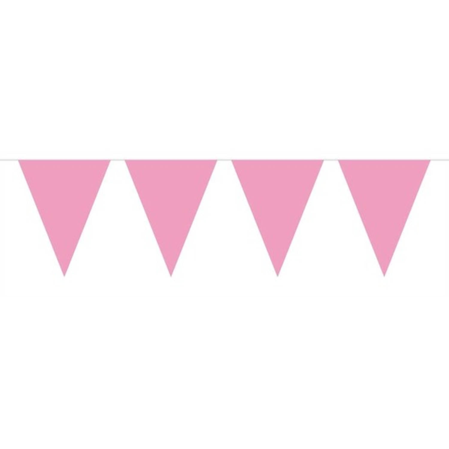 1x Mini Vlaggenlijn-Slinger 350 Cm Baby Roze Babyshower-Geboorte Meisje