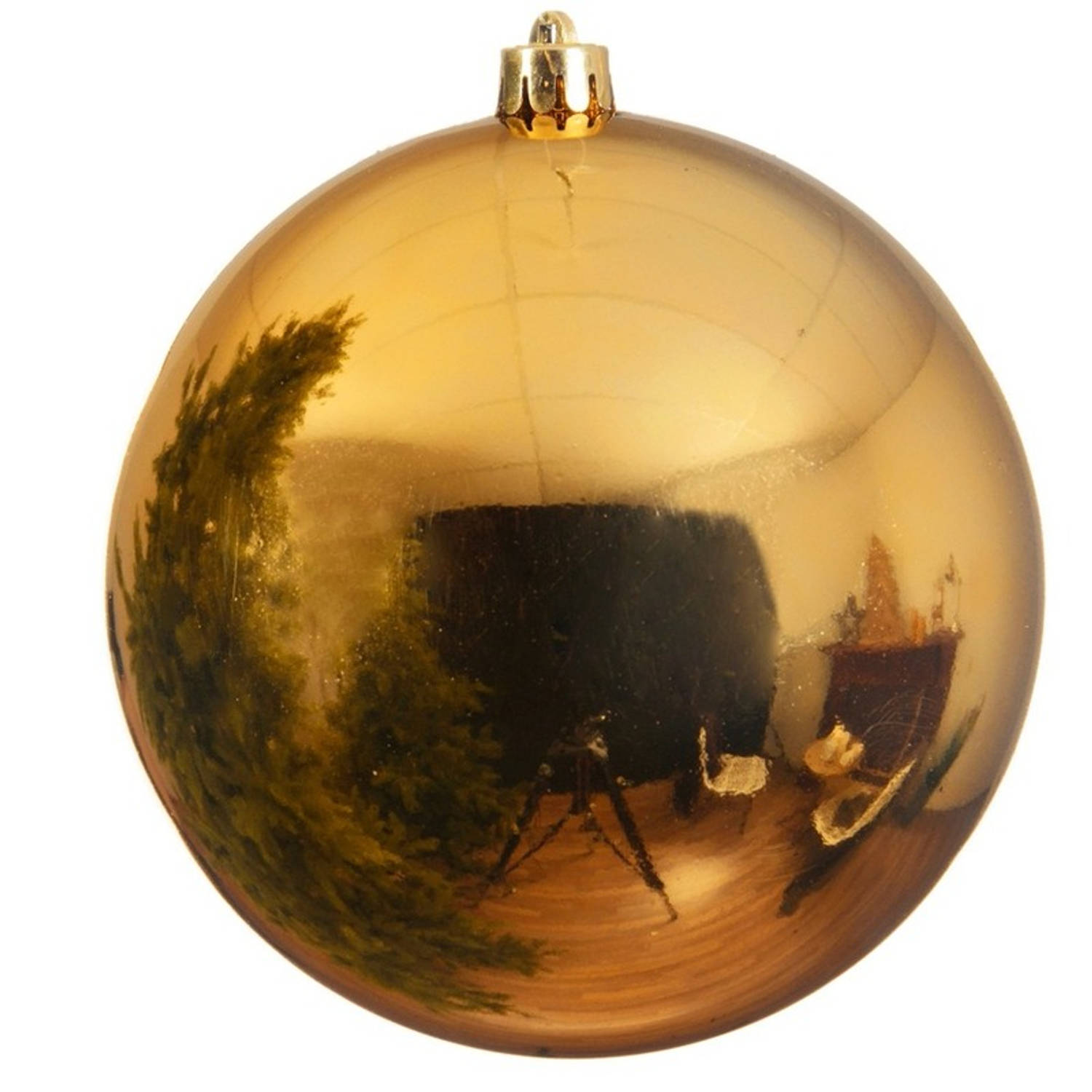 1x Grote Gouden Kunststof Kerstballen Van 20 Cm Glans Gouden Kerstboom Versiering