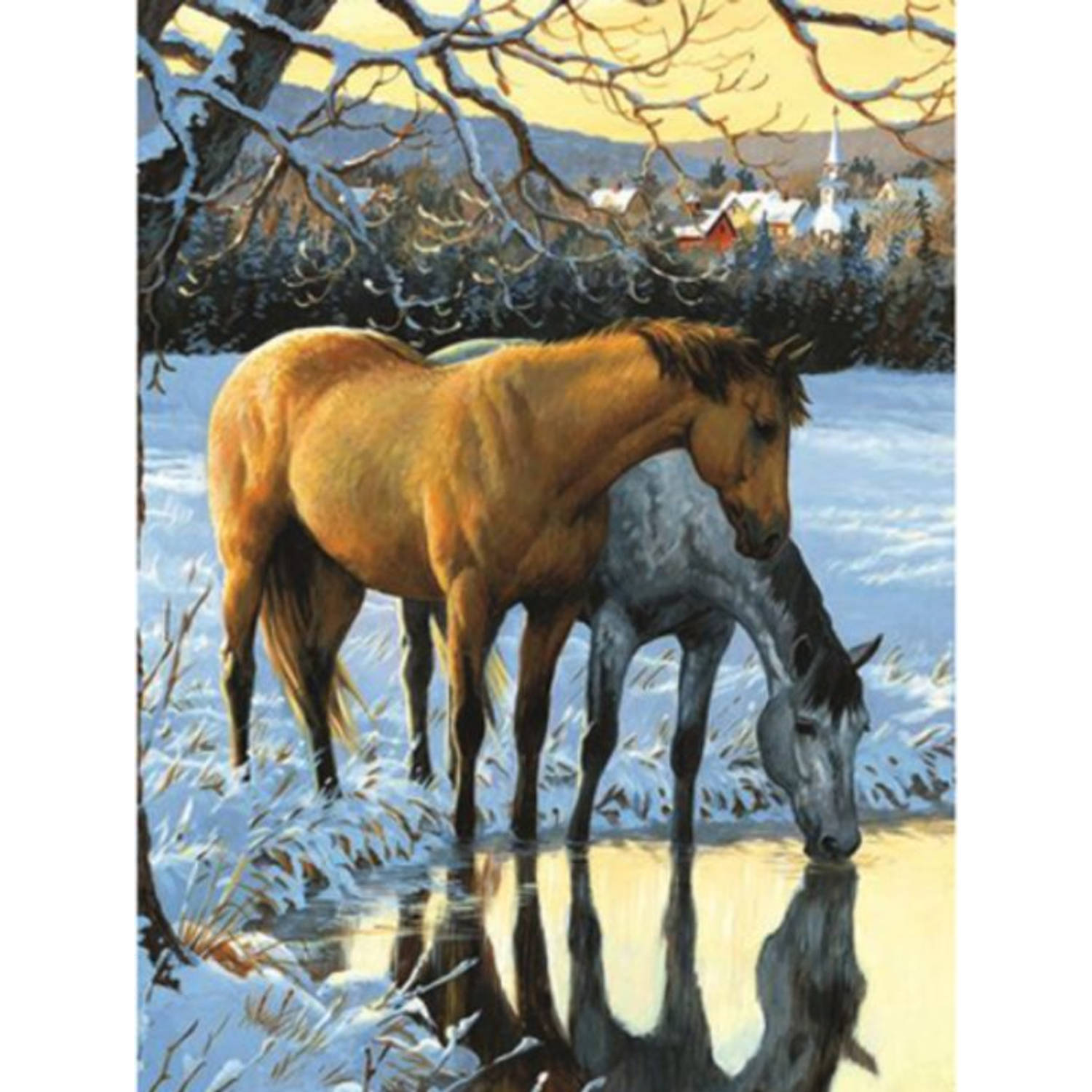 Diamond Painting Pakket Paarden drinken water Volledig Full 25x30 cm SEOS Shop ®
