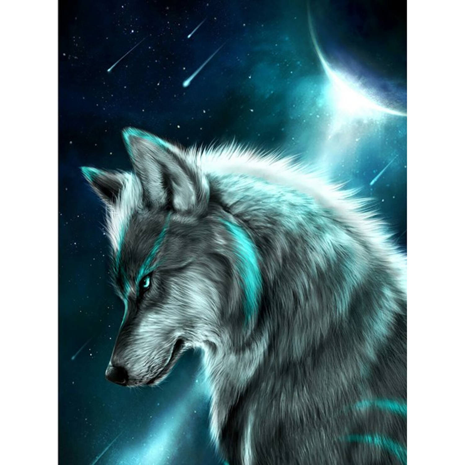 Diamond Painting Pakket Wolf in maanlicht - Volledig - Diamond Paintings - 25x30 cm - Vierkant - SEOS Shop ®