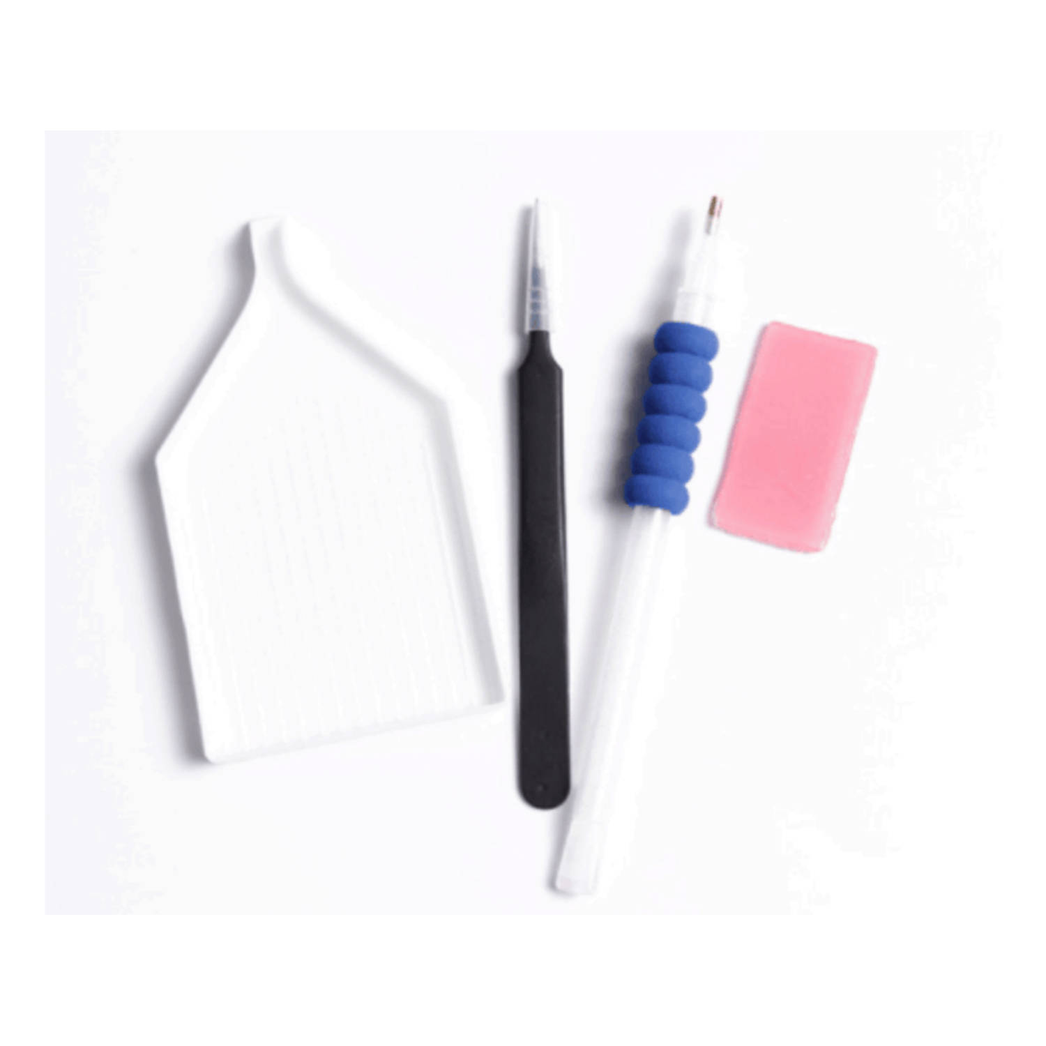Diamond Painting Ergonomische Soft Grip Tools Setje - Pincet - Plastic Bakje - Wax - Pen - Diamond Paintings SEOS Shop ®