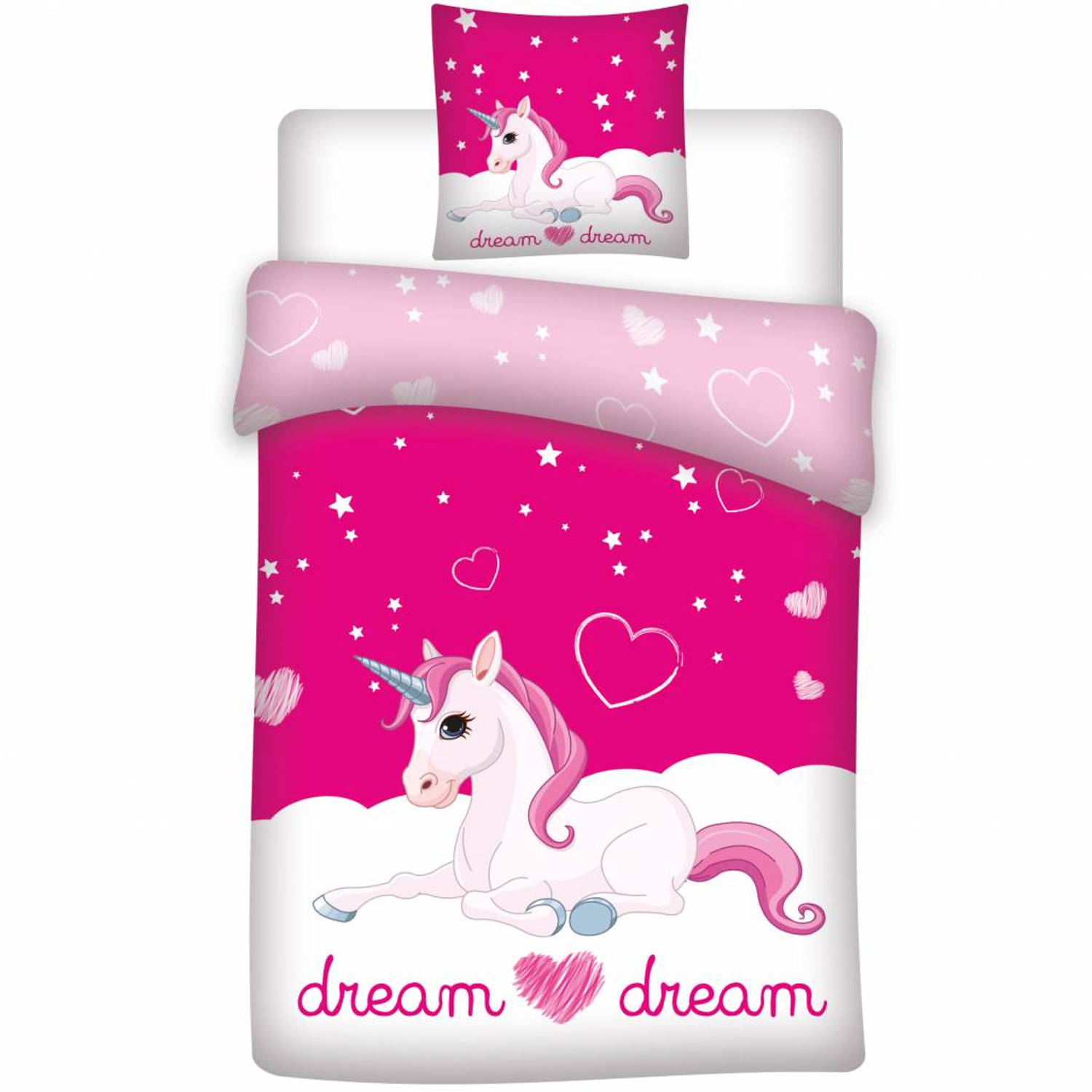 Unicorn Dream - Dekbedovertrek - Eenpersoons - 140 x 200 cm - Roze