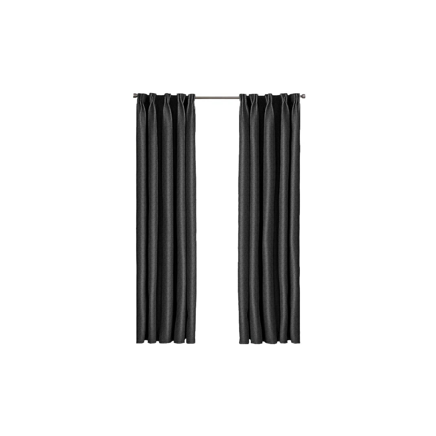 Larson - Luxe geweven blackout gordijn - met haken - 3m x 2.5m - Zwart