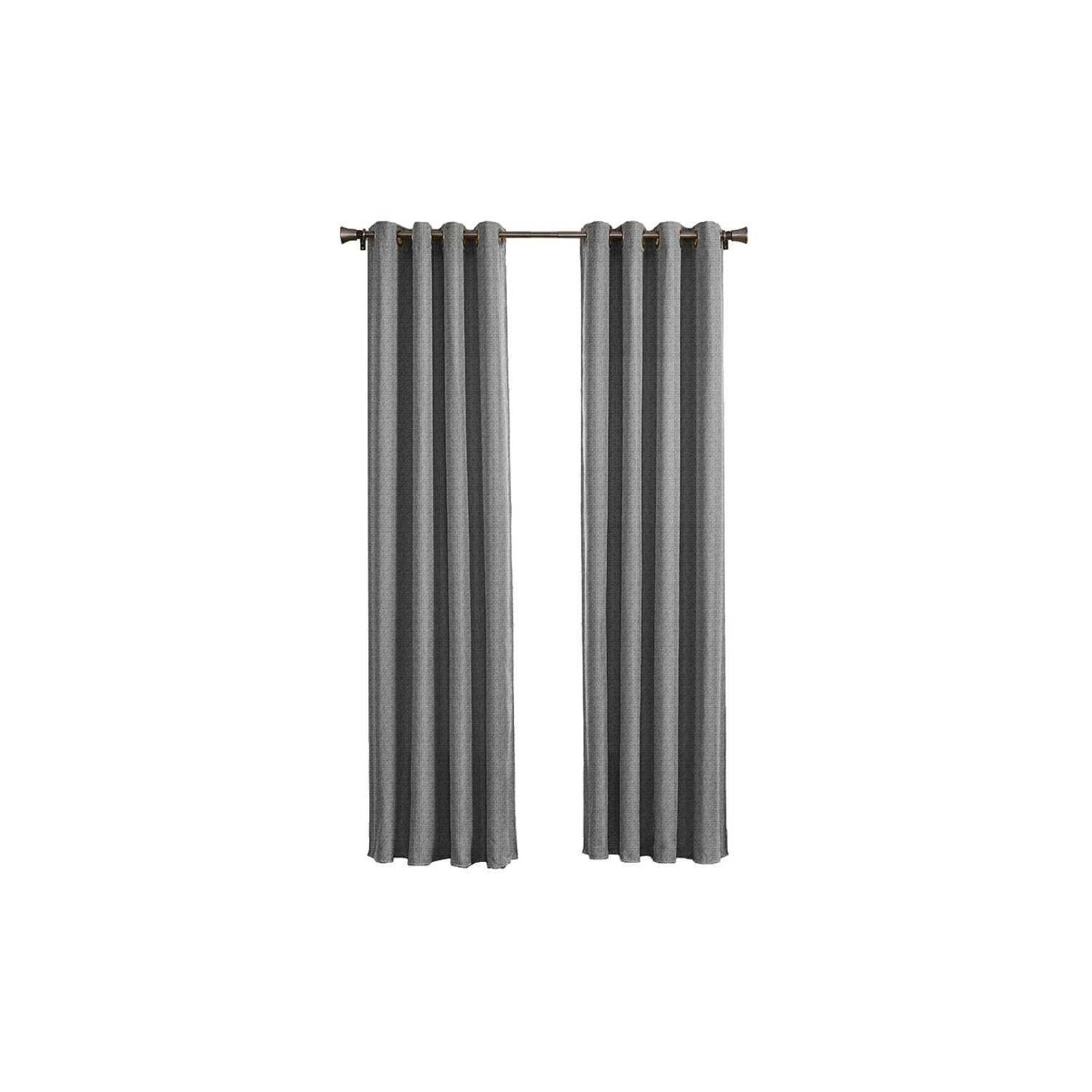 Larson - Luxe geweven blackout gordijn - met ringen - 1.5m x 2.5m - Lichtgrijs
