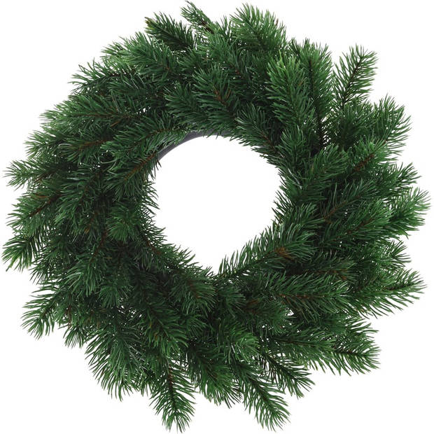 Kerstkrans 35 cm - groen - met zilveren hanger/ophanghaak - kerstversiering - Kerstkransen