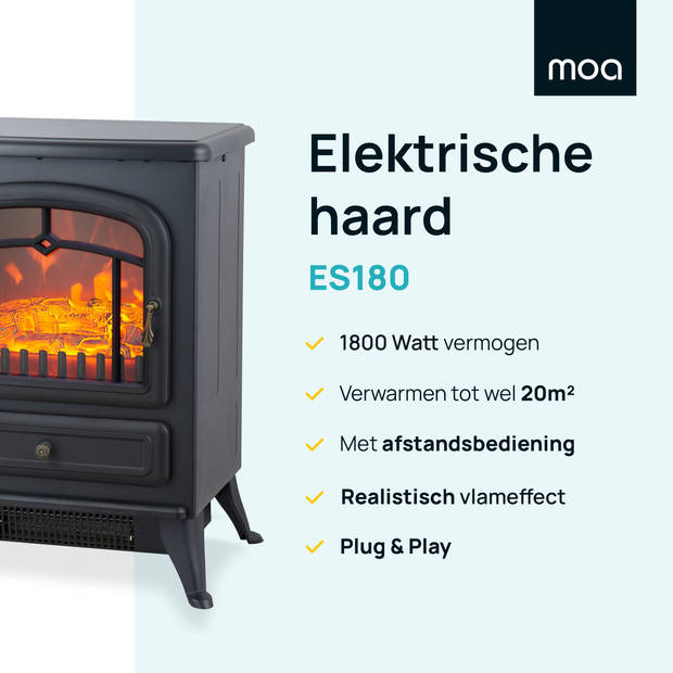 MOA Elektrische Haard - Sfeerhaard - Kachel - Vrijstaand - Zwart - ES180