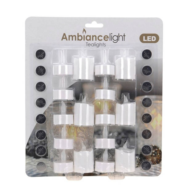 LED theelichten/waxinelichten wit 16 stuks - LED kaarsen