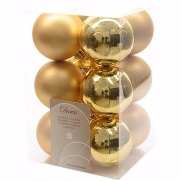 Christmas Gold kerstboom decoratie kerstballen goud 12 stuks - Kerstbal