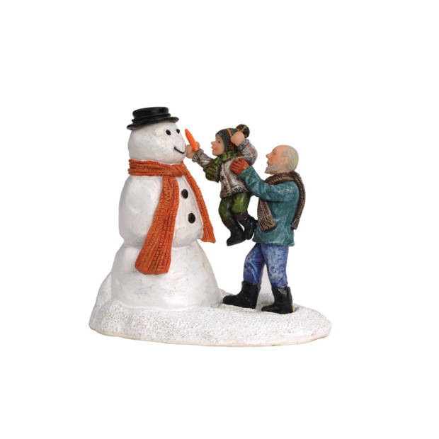 Tom en opa maken sneeuwpop 8x5x7 cm