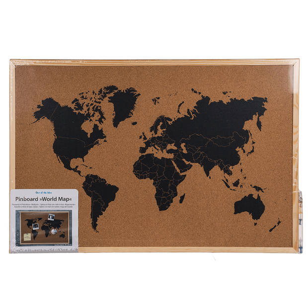 Prikborden met wereldkaart 60 cm - Prikborden