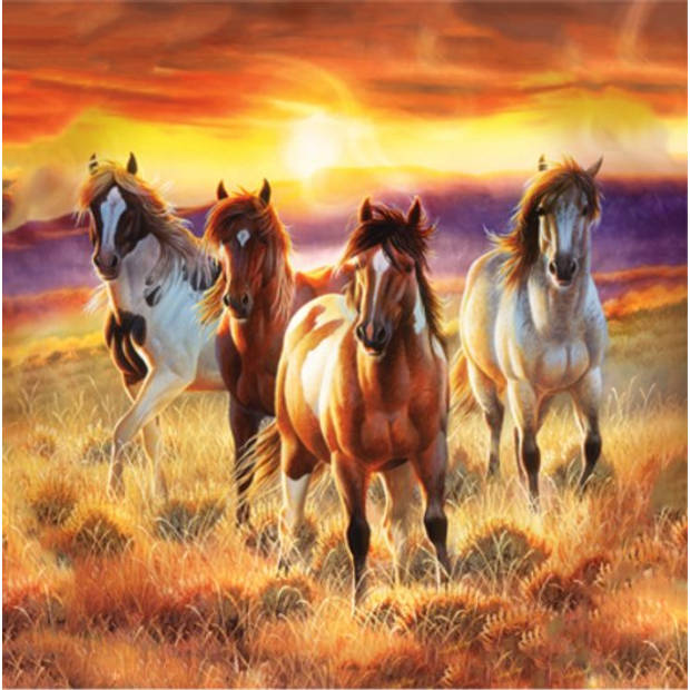 Diamond Painting Pakket Prachtige Paarden in het veld - Volledig - Full- 30x30 cm - SEOS Shop ®