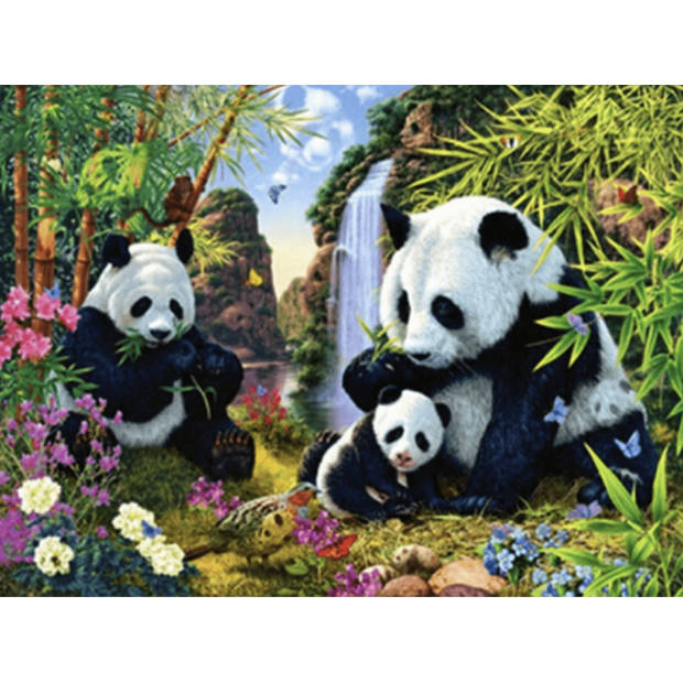 Diamond Painting Pakket Panda's eten bamboe - Volledig - Full - 40x30 cm - SEOS Shop ®