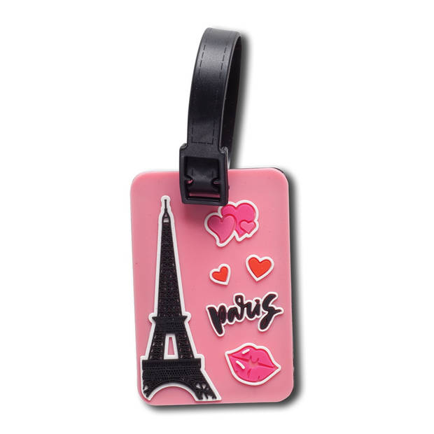 Fabrizio kofferlabels Paris 7,5 x 5 cm roze 2 stuks