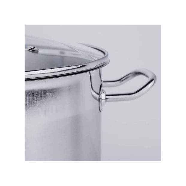Kitchen&Home RVS Soeppan met glazen deksel - 20 liter - Vaatwasserbestendig