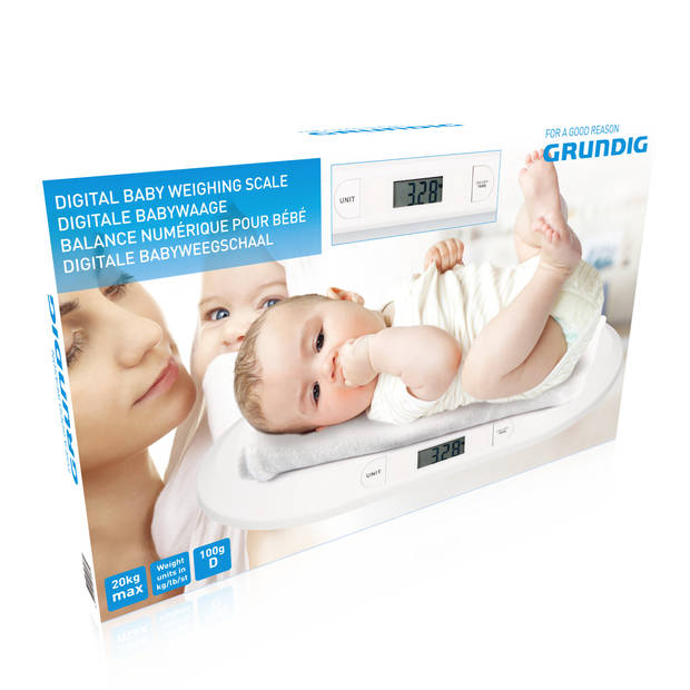 Grundig Babyweegschaal - Digitaal - 10 GR Nauwkeurig - Max. 20 KG - Tare-Functie - Wit