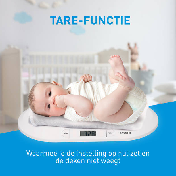 Grundig Babyweegschaal - Digitaal - 10 GR Nauwkeurig - Max. 20 KG - Tare-Functie - Wit