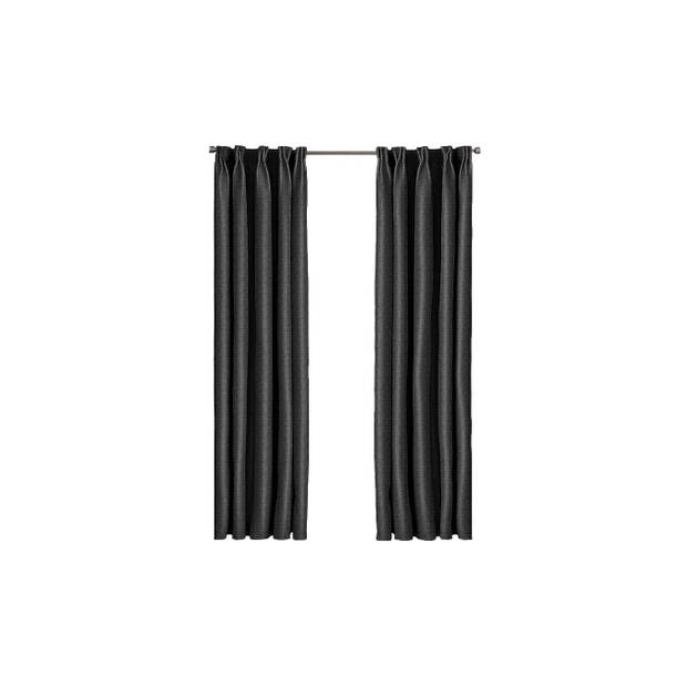 Larson - Luxe geweven blackout gordijn - met haken - 1.5m x 2.5m - Zwart
