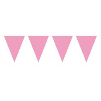 1x Mini vlaggetjeslijn slingers licht roze 350 cm - Vlaggenlijnen
