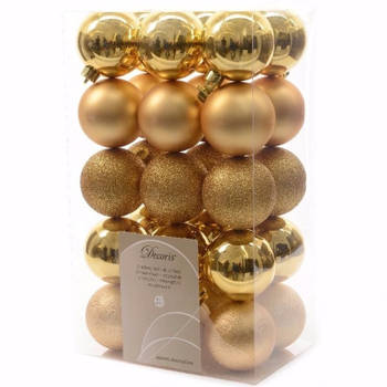 Christmas Gold kerstboom decoratie kerstballen 6 cm goud 30 stuks - Kerstbal