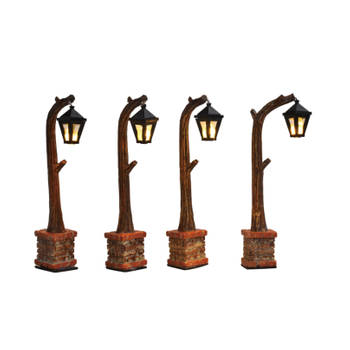 Vier houten lantaarns 10,5 cm hoog