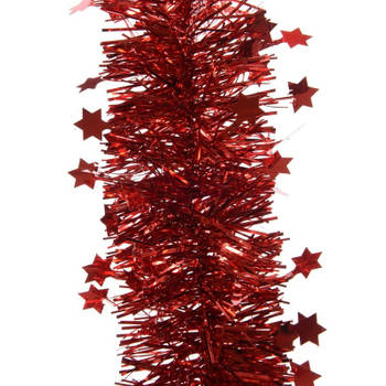 5x Kerst lametta guirlandes kerst rood sterren/glinsterend 10 x 270 cm kerstboom versiering/decoratie - Kerstslingers