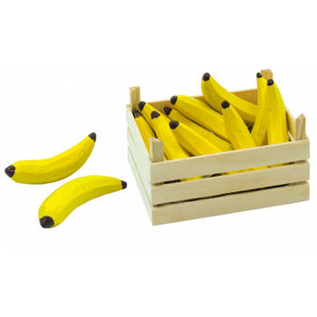 Houten bananen in kist