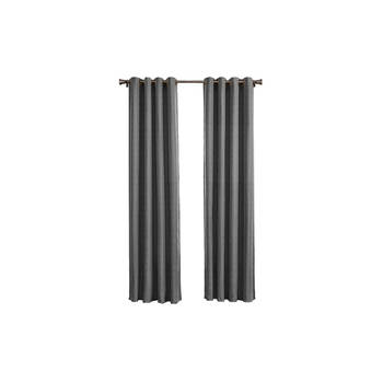 Blokker Larson - Luxe geweven blackout gordijn - met ringen - 3m x 2.5m - Donkergrijs aanbieding
