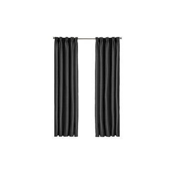 Blokker Larson - Luxe geweven blackout gordijn - met haken - 3m x 2.5m - Zwart aanbieding