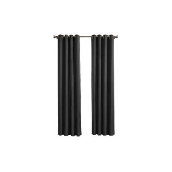 Larson - Luxe geweven blackout gordijn - met ringen - 1.5m x 2.5m - Zwart