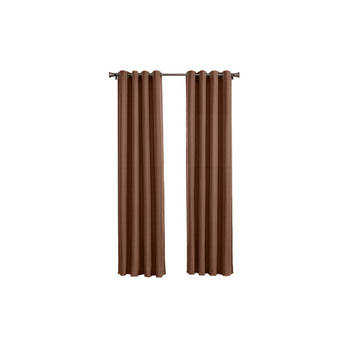 Blokker Larson - Luxe geweven blackout gordijn - met ringen - 3m x 2.5m - Chocoladebruin aanbieding