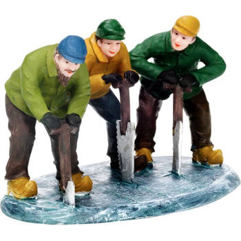 3 mannen ijsblokken zagen