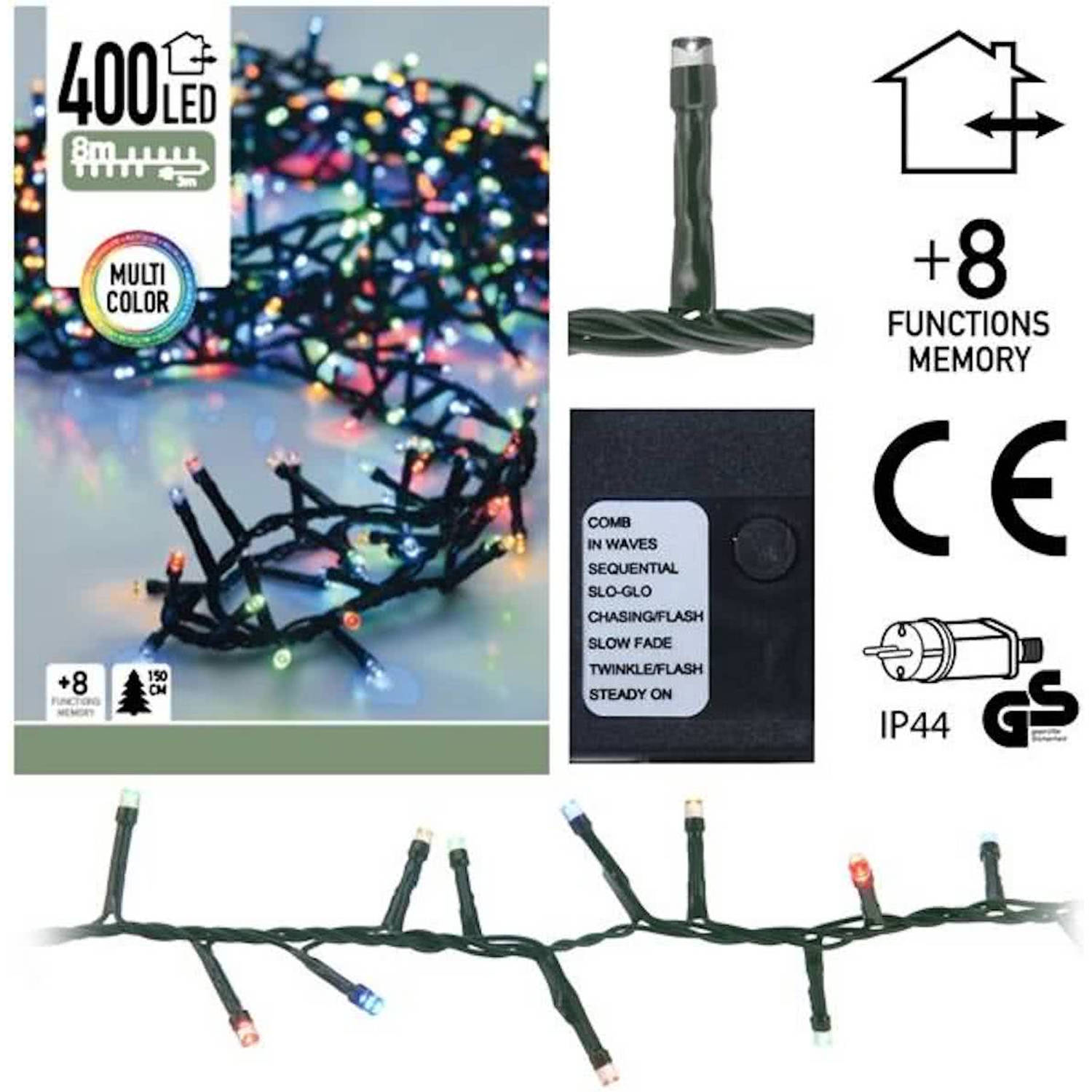 Greenwire Micro Cluster 400 Led&apos;s 8 Meter Multicolor